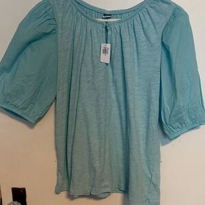 Women's Aqua Puff Sleeve Top